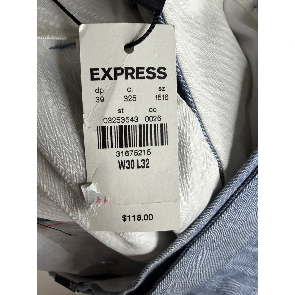 New Express Men's Cropped Removable Belt High Rise Paper bag Pants‎ Size 30 x 32